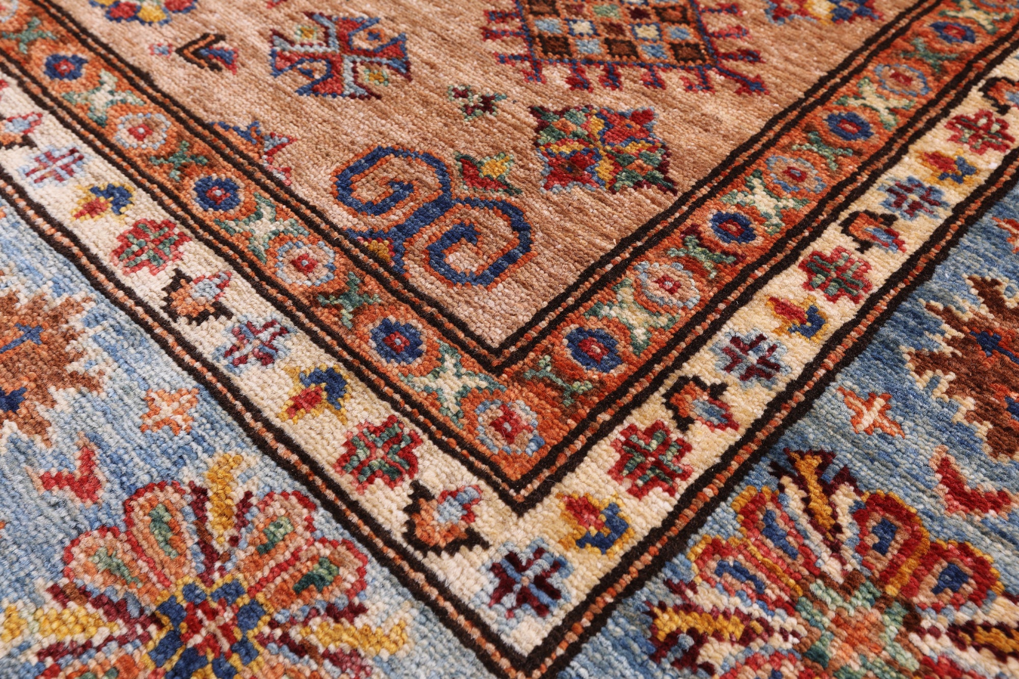Super Kazak Hand Knotted Wool Rug - 4' 11" X 6' 8" - Golden Nile