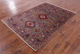 Super Kazak Hand Knotted Wool Rug - 4' 11" X 6' 11" - Golden Nile