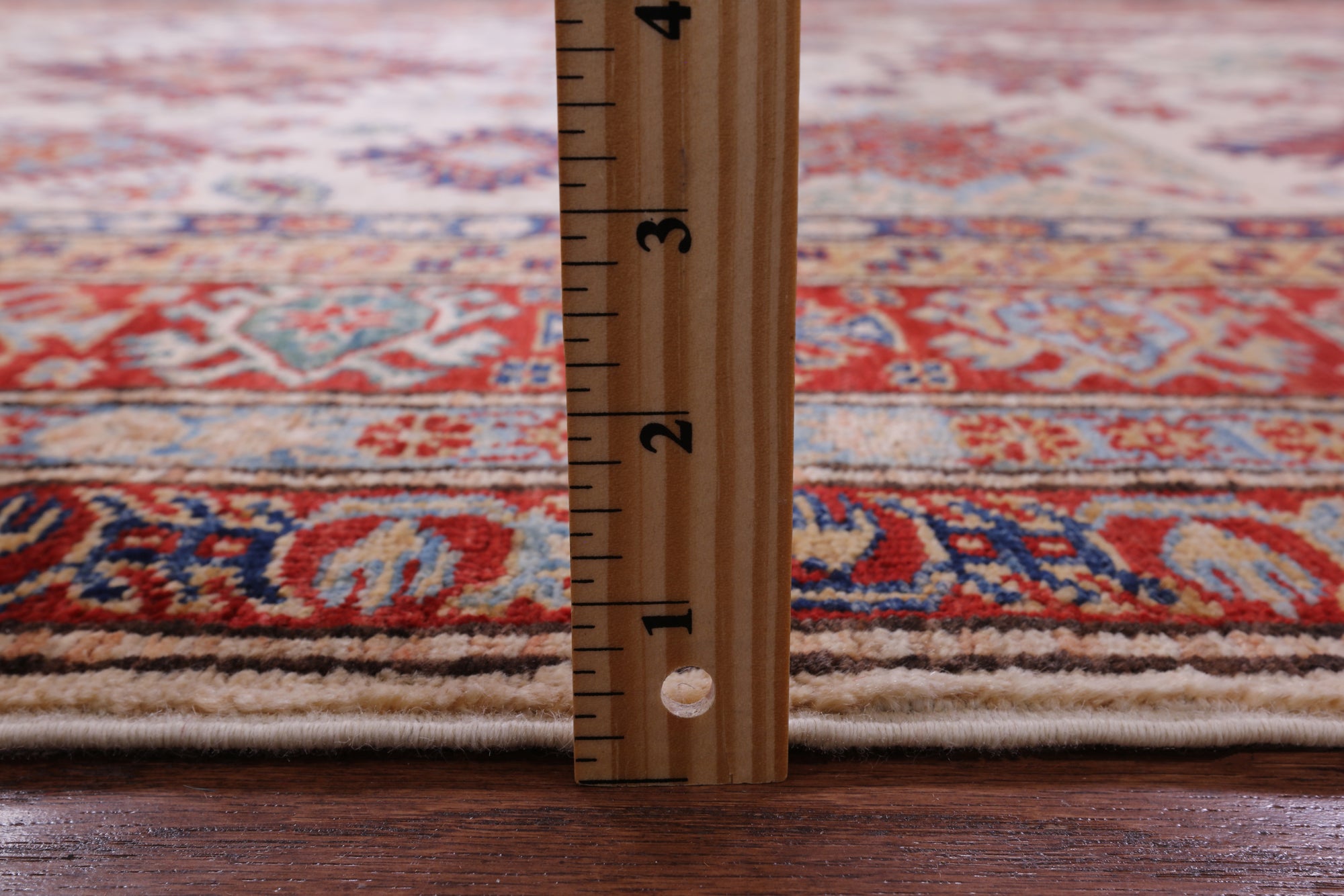 Ivory Super Kazak Hand Knotted Wool Rug - 6' 5" X 8' 11" - Golden Nile