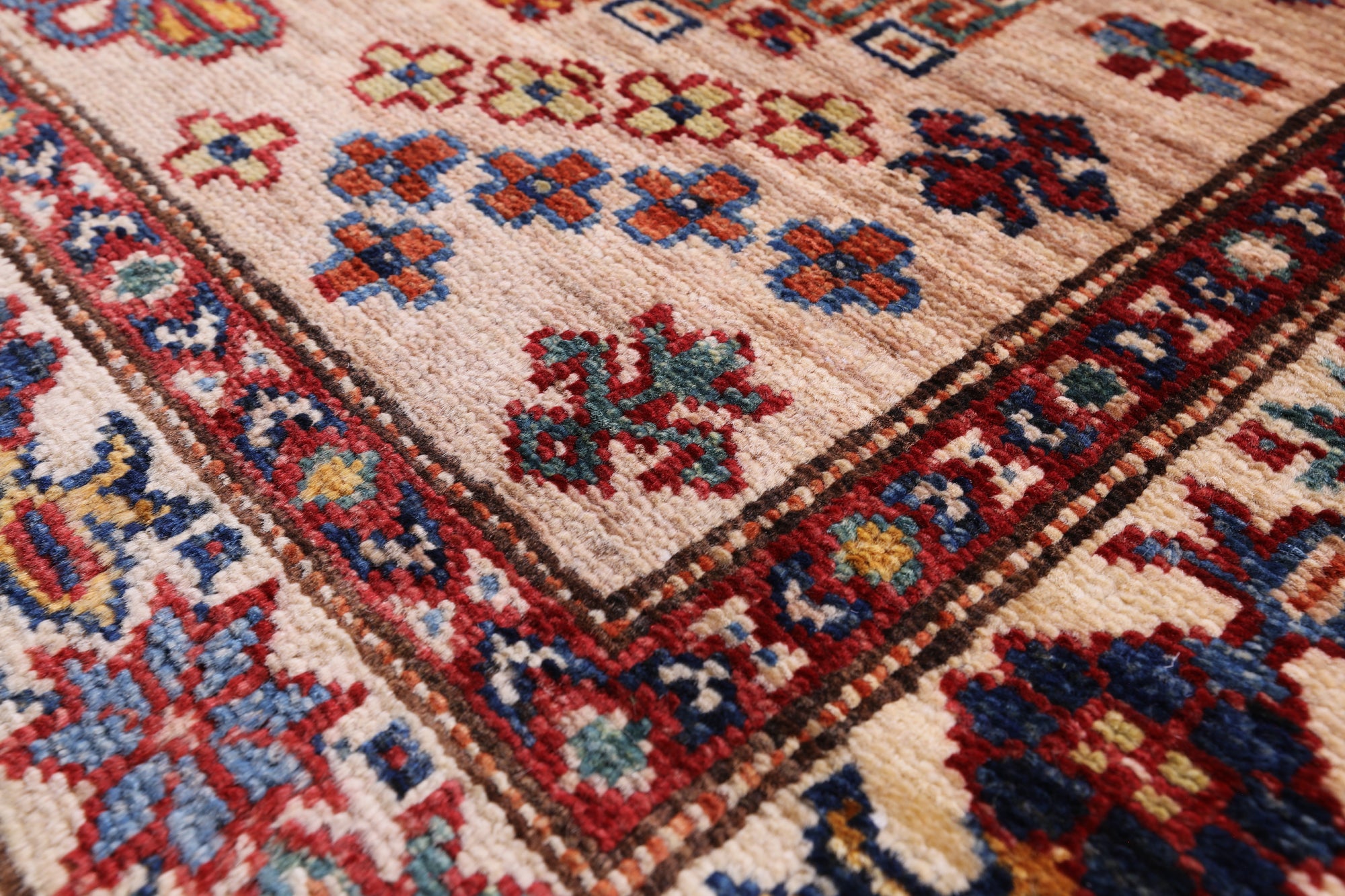 Super Kazak Hand Knotted Wool Runner Rug - 2' 7" X 9' 1" - Golden Nile
