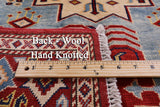 Blue Super Kazak Hand Knotted Wool Runner Rug - 2' 9" X 10' 1" - Golden Nile