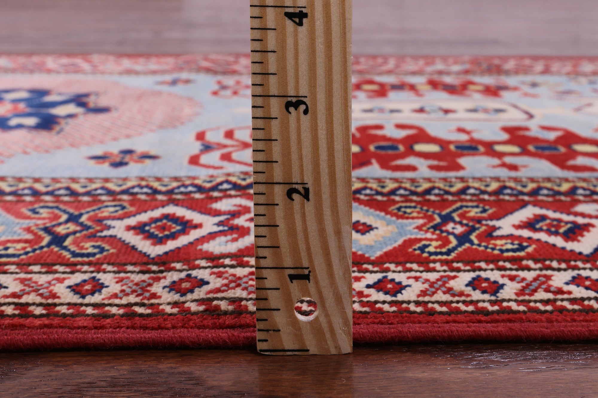 Blue Super Kazak Hand Knotted Wool Runner Rug - 2' 9" X 10' 1" - Golden Nile