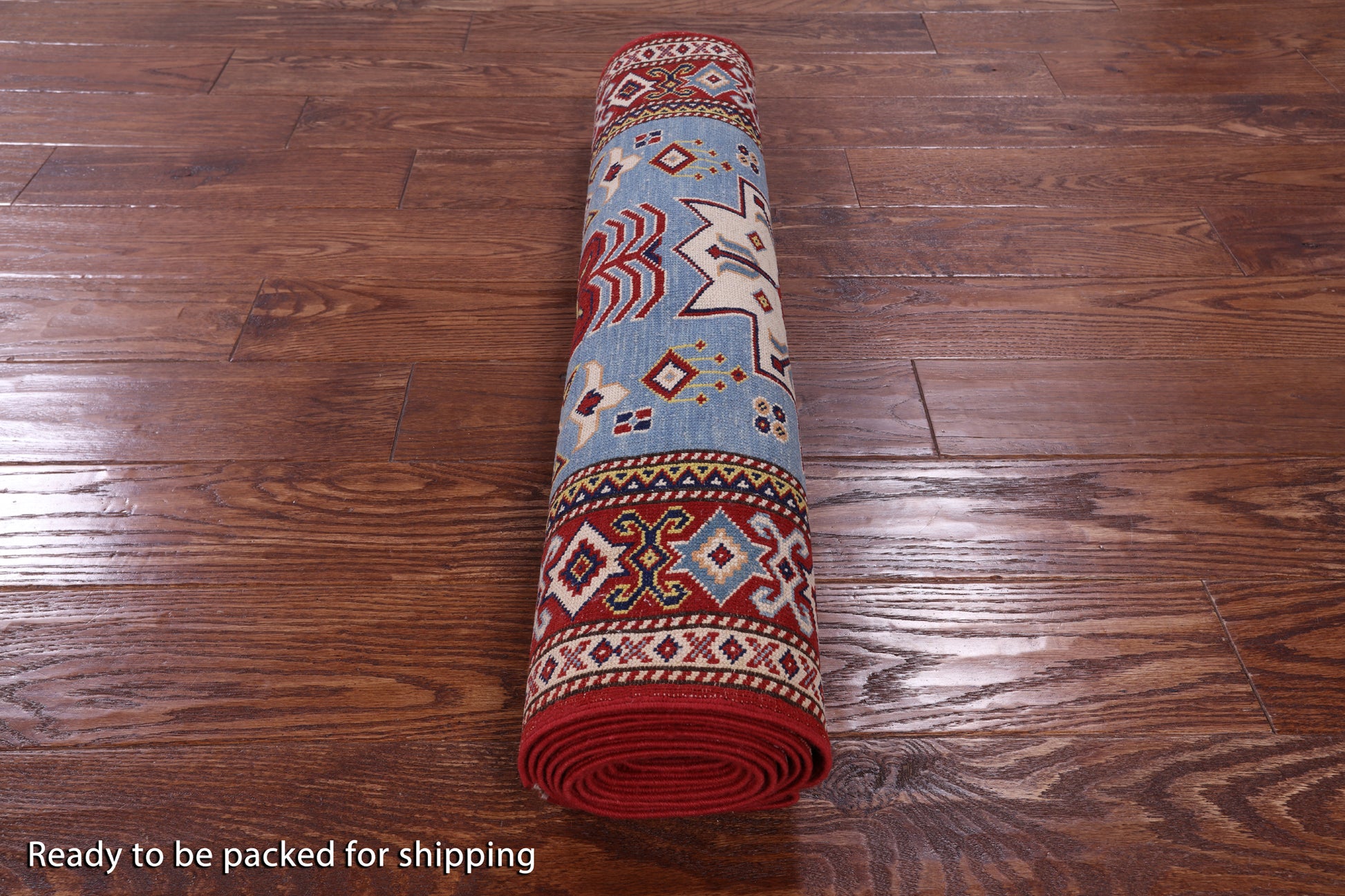 Blue Super Kazak Hand Knotted Wool Runner Rug - 2' 9" X 10' 1" - Golden Nile