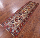 Ivory Super Kazak Hand Knotted Wool Runner Rug - 2' 9" X 9' 6" - Golden Nile