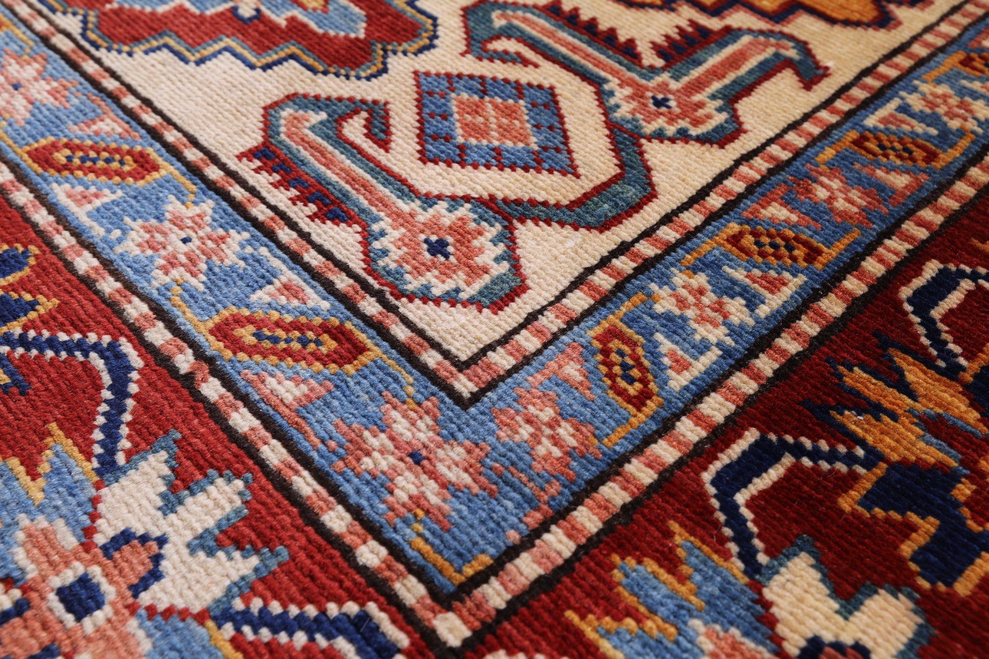 Ivory Super Kazak Hand Knotted Wool Runner Rug - 2' 9" X 9' 6" - Golden Nile