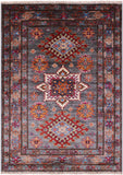 Super Kazak Hand Knotted Wool Rug - 2' 10" X 4' 0" - Golden Nile