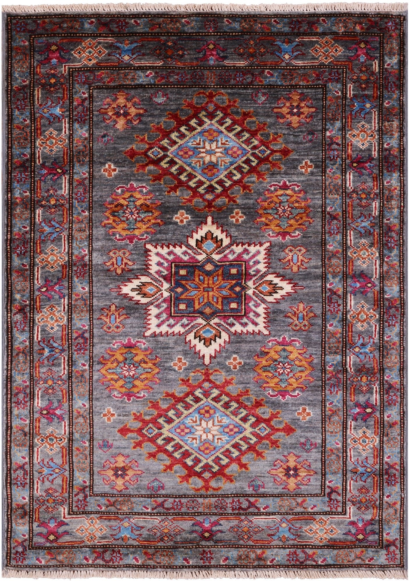 Super Kazak Hand Knotted Wool Rug - 2' 10" X 4' 0" - Golden Nile