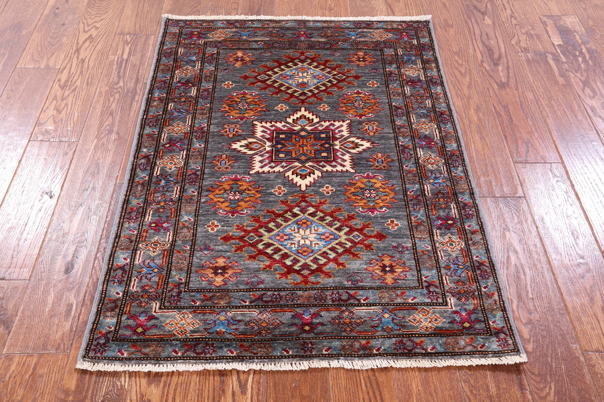Super Kazak Hand Knotted Wool Rug - 2' 10" X 4' 0" - Golden Nile
