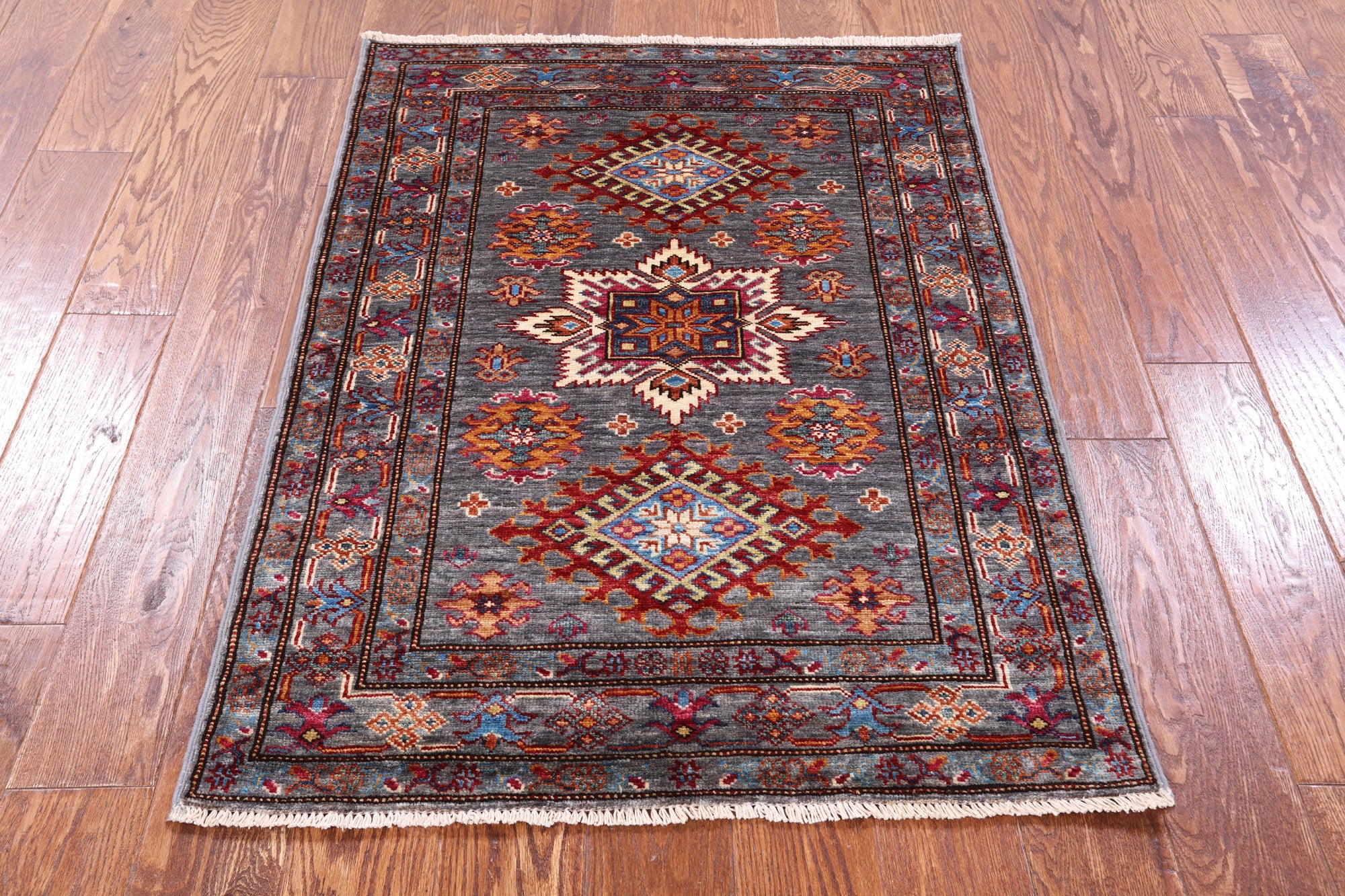 Super Kazak Hand Knotted Wool Rug - 2' 10" X 4' 0" - Golden Nile