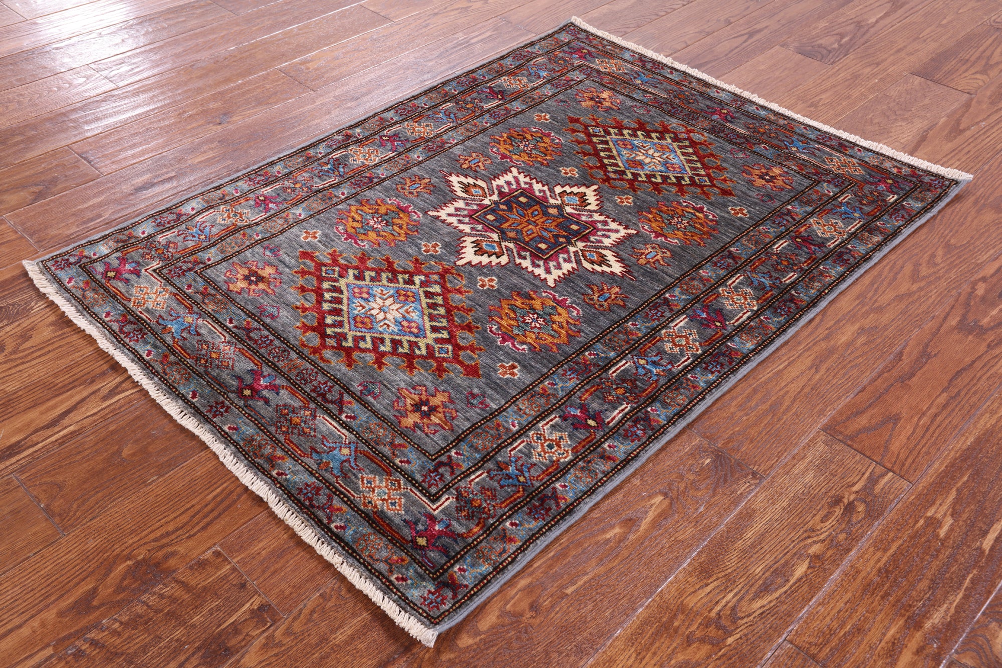 Super Kazak Hand Knotted Wool Rug - 2' 10" X 4' 0" - Golden Nile