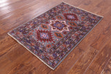 Grey Super Kazak Hand Knotted Wool Rug - 2' 8" X 4' 1" - Golden Nile