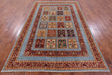 Blue Garden Design Persian Hand Knotted Wool Rug - 6' 6" X 9' 8" - Golden Nile