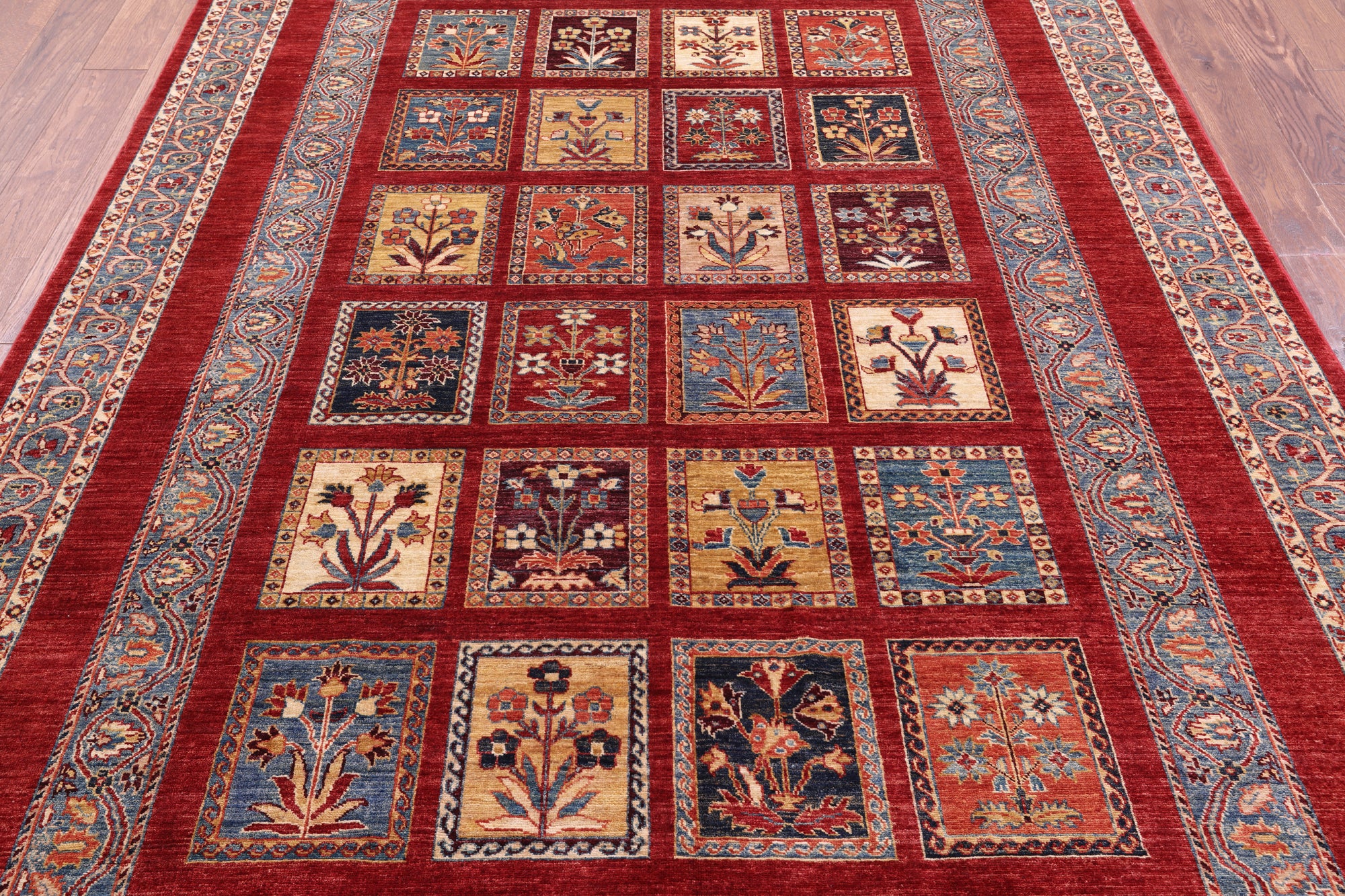 Red Garden Design Persian Handmade Wool Rug - 6' 6" X 9' 4" - Golden Nile