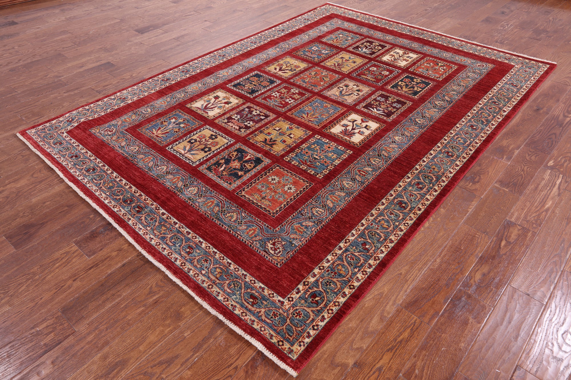 Red Garden Design Persian Handmade Wool Rug - 6' 6" X 9' 4" - Golden Nile