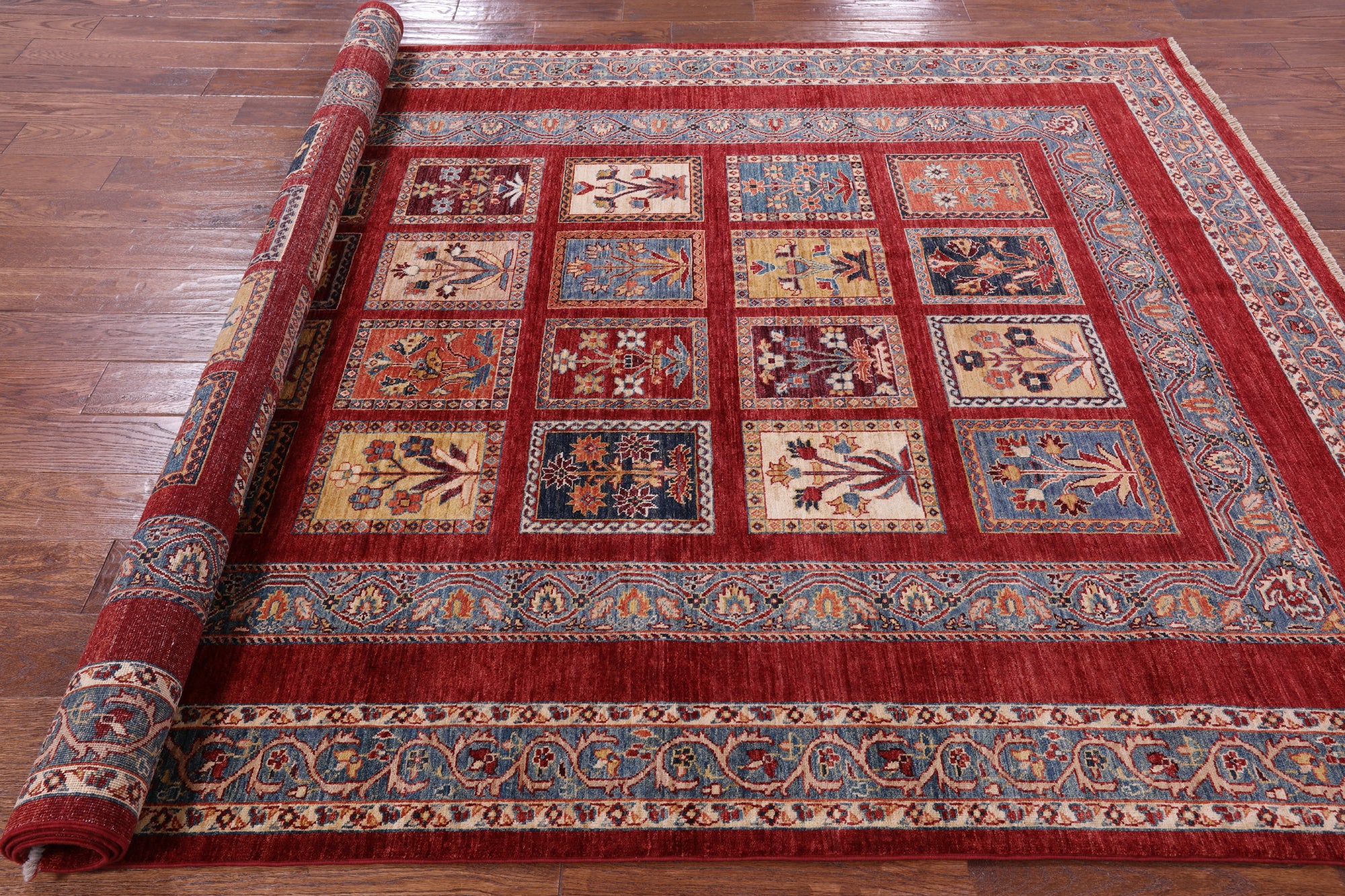 Red Garden Design Persian Handmade Wool Rug - 6' 6" X 9' 4" - Golden Nile