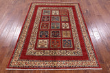 Red Garden Design Persian Hand Knotted Wool Rug - 4' 9" X 6' 7" - Golden Nile