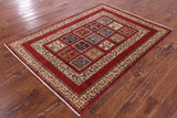 Red Garden Design Persian Hand Knotted Wool Rug - 4' 9" X 6' 7" - Golden Nile