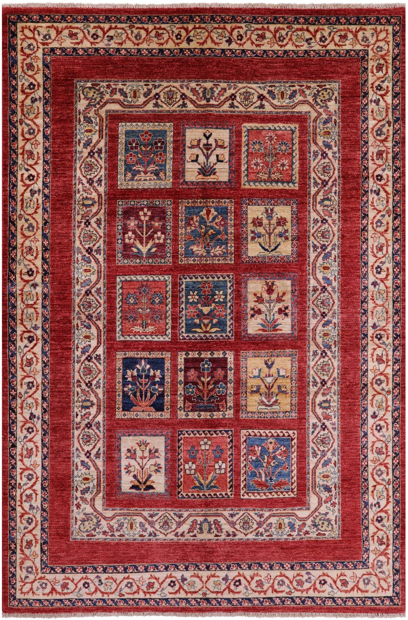 Red Garden Design Persian Handmade Wool Rug - 5' 6" X 8' 2" - Golden Nile