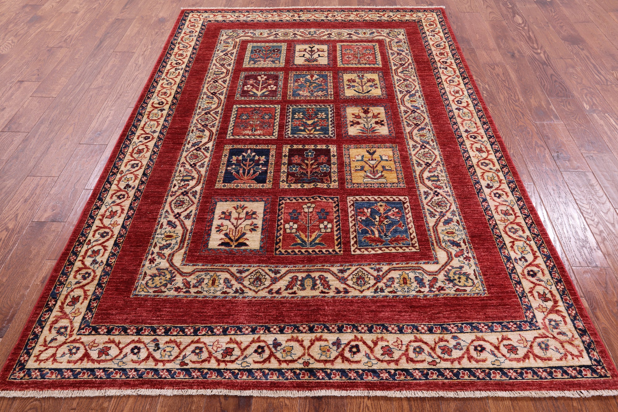 Red Garden Design Persian Handmade Wool Rug - 5' 6" X 8' 2" - Golden Nile