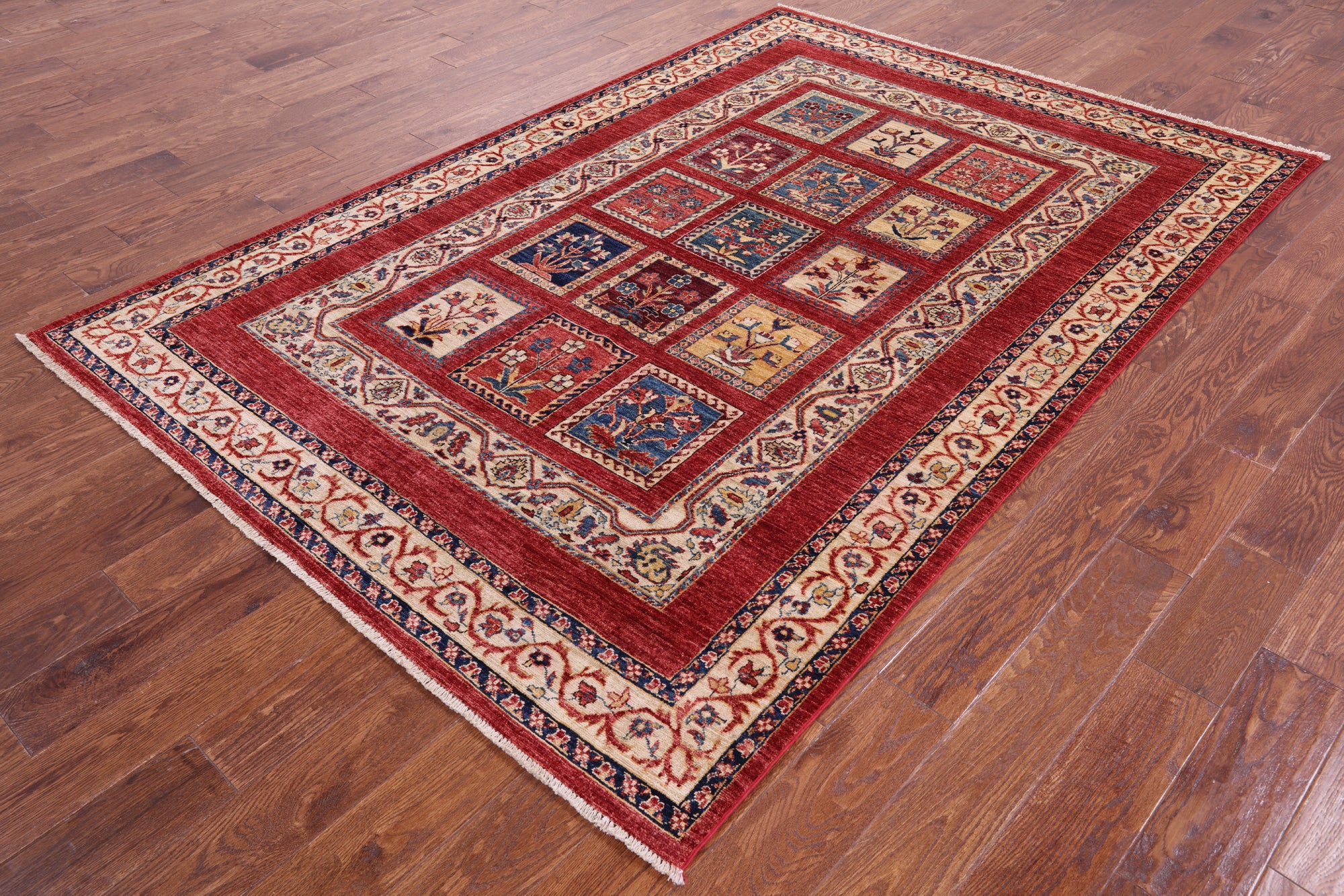Red Garden Design Persian Handmade Wool Rug - 5' 6" X 8' 2" - Golden Nile