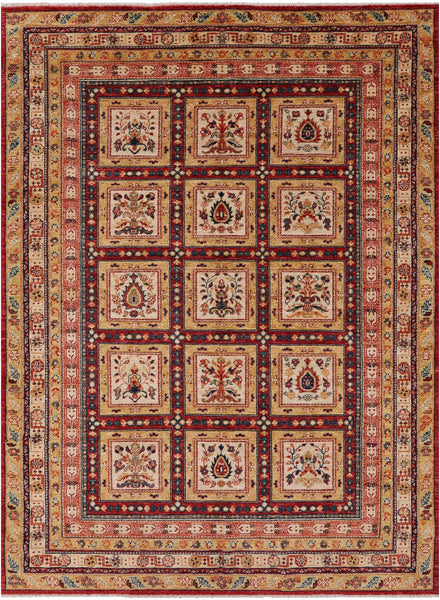 Garden Design Persian Hand Knotted Wool Rug - 5' 8" X 7' 8" - Golden Nile