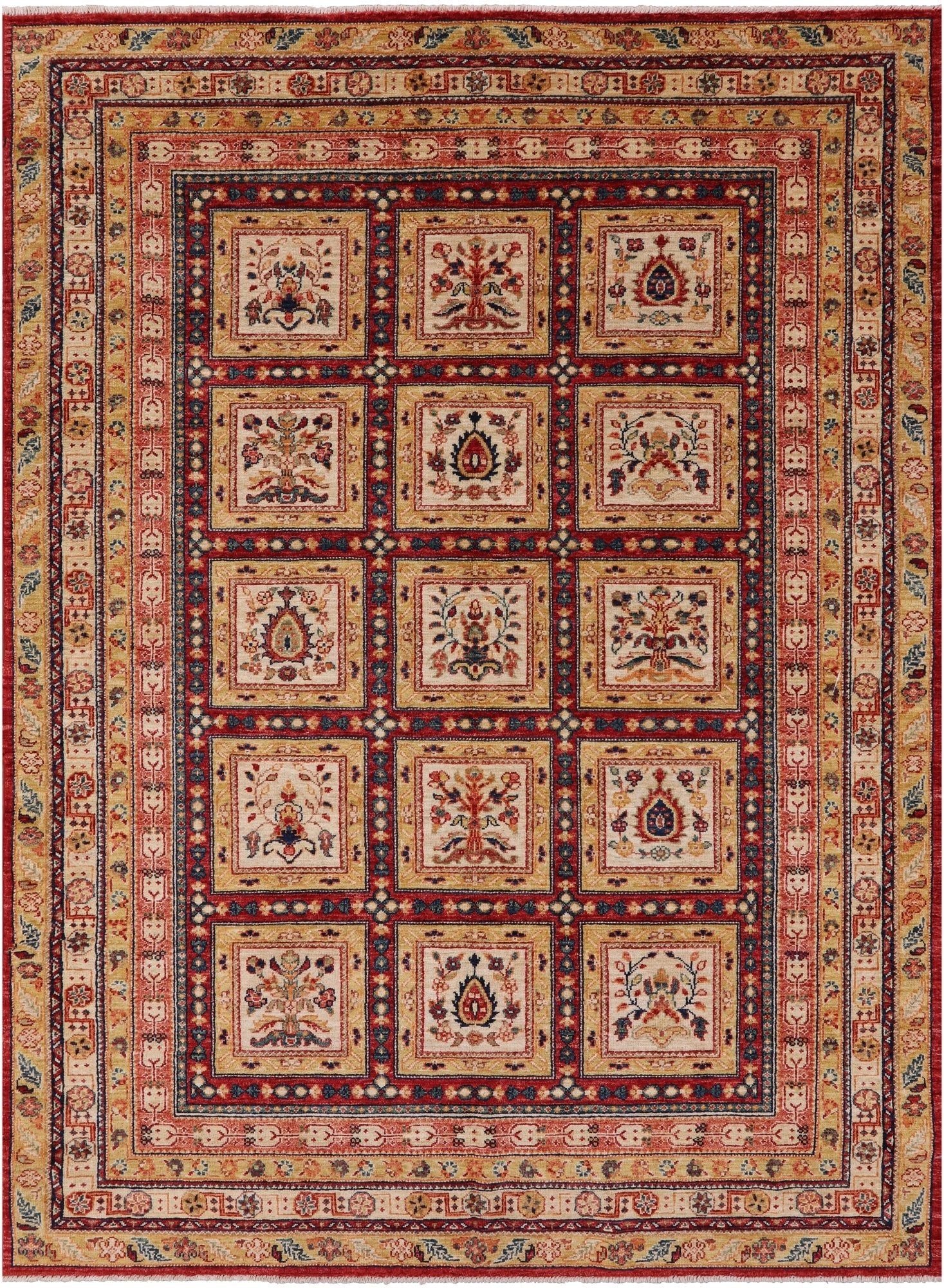 Garden Design Persian Hand Knotted Wool Rug - 5' 8" X 7' 8" - Golden Nile