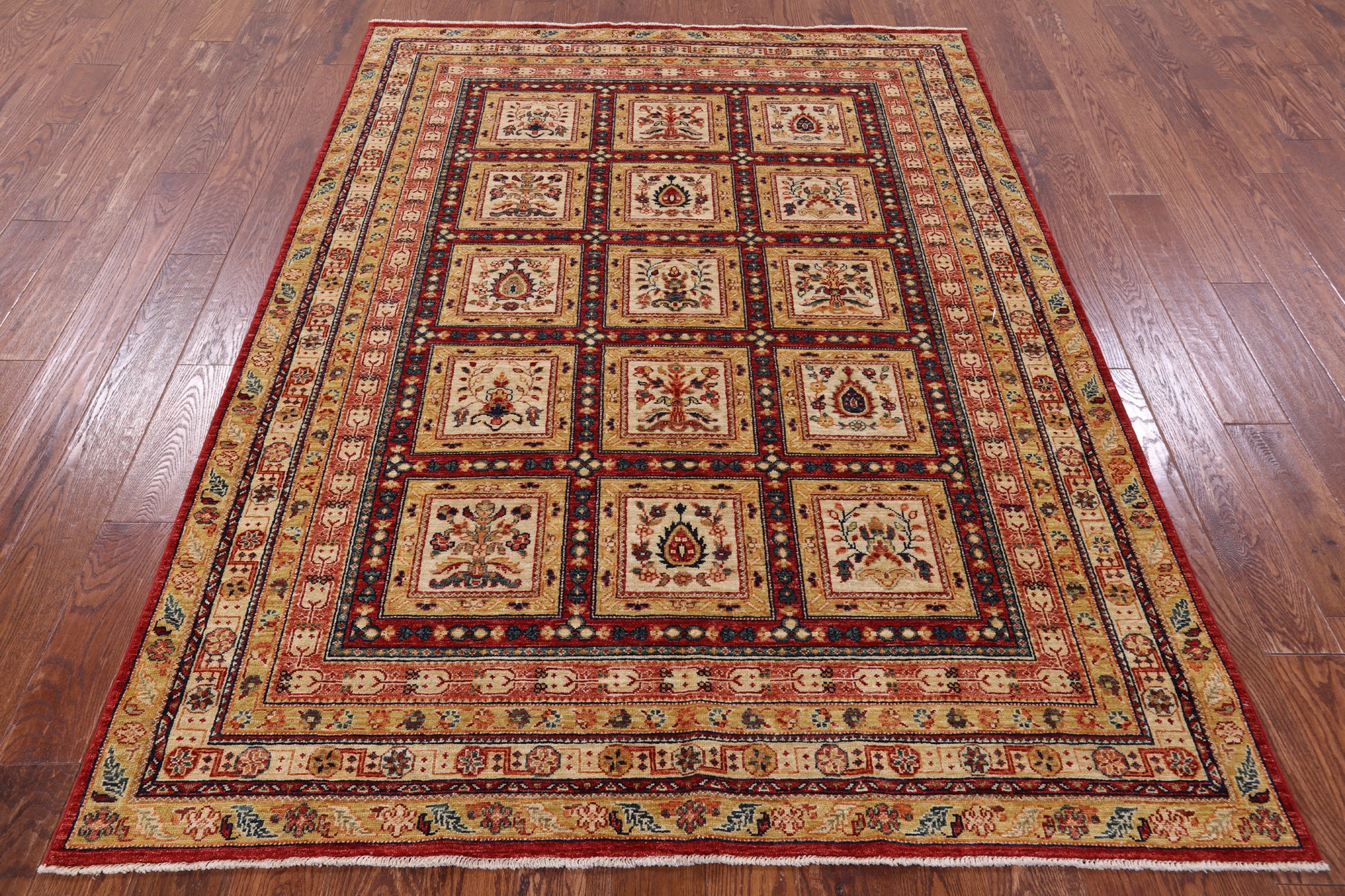 Garden Design Persian Hand Knotted Wool Rug - 5' 8" X 7' 8" - Golden Nile