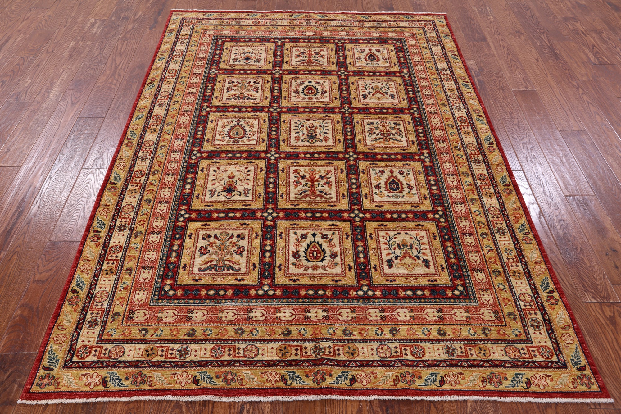 Garden Design Persian Hand Knotted Wool Rug - 5' 8" X 7' 8" - Golden Nile