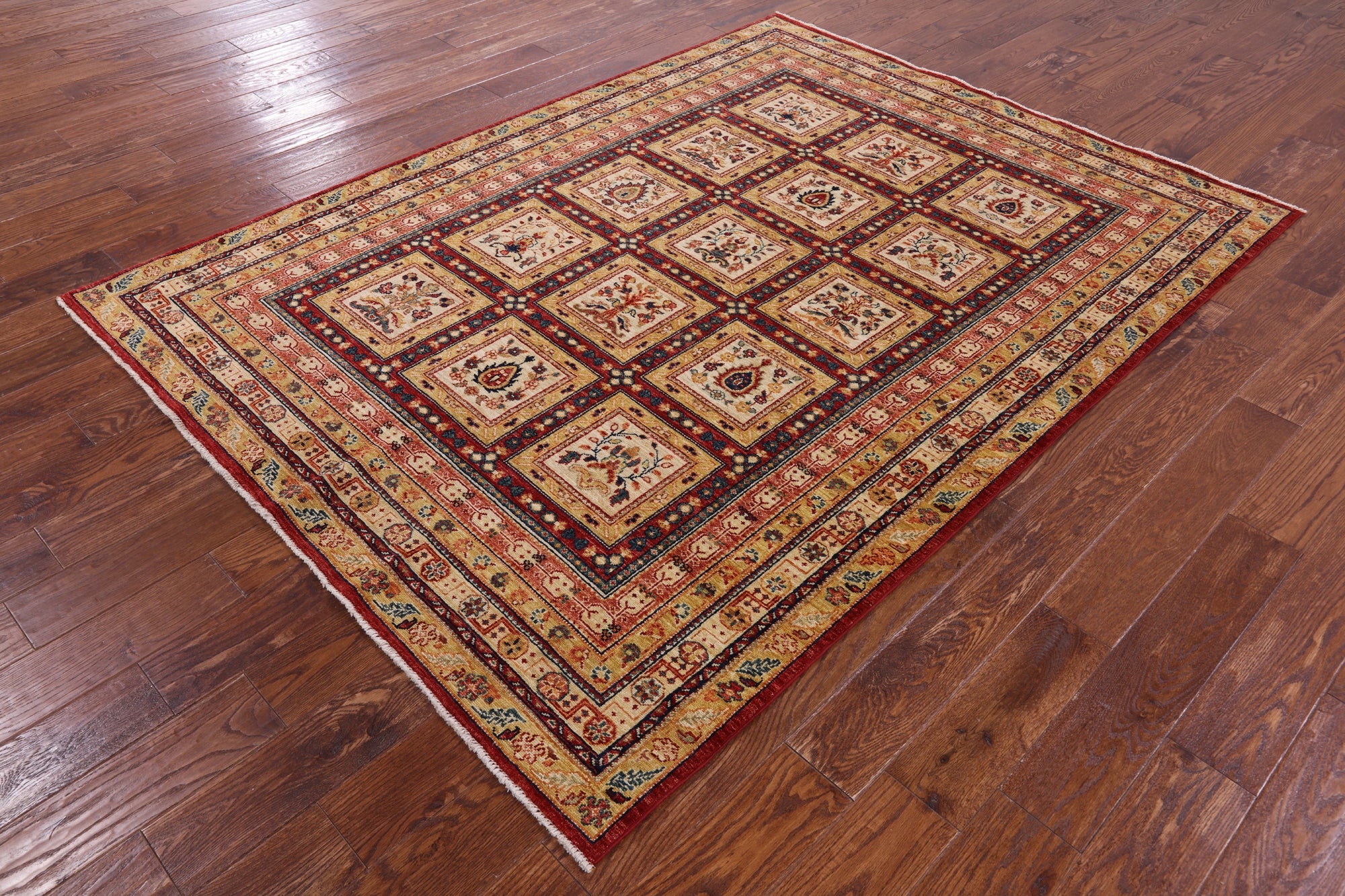 Garden Design Persian Hand Knotted Wool Rug - 5' 8" X 7' 8" - Golden Nile