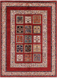 Red Garden Design Persian Hand Knotted Wool Rug - 5' 1" X 6' 10" - Golden Nile