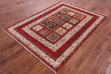 Red Garden Design Persian Hand Knotted Wool Rug - 5' 1" X 6' 10" - Golden Nile