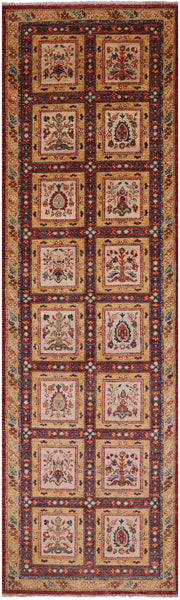 Red Garden Design Persian Hand Knotted Wool Runner Rug - 2' 11" X 9' 8" - Golden Nile