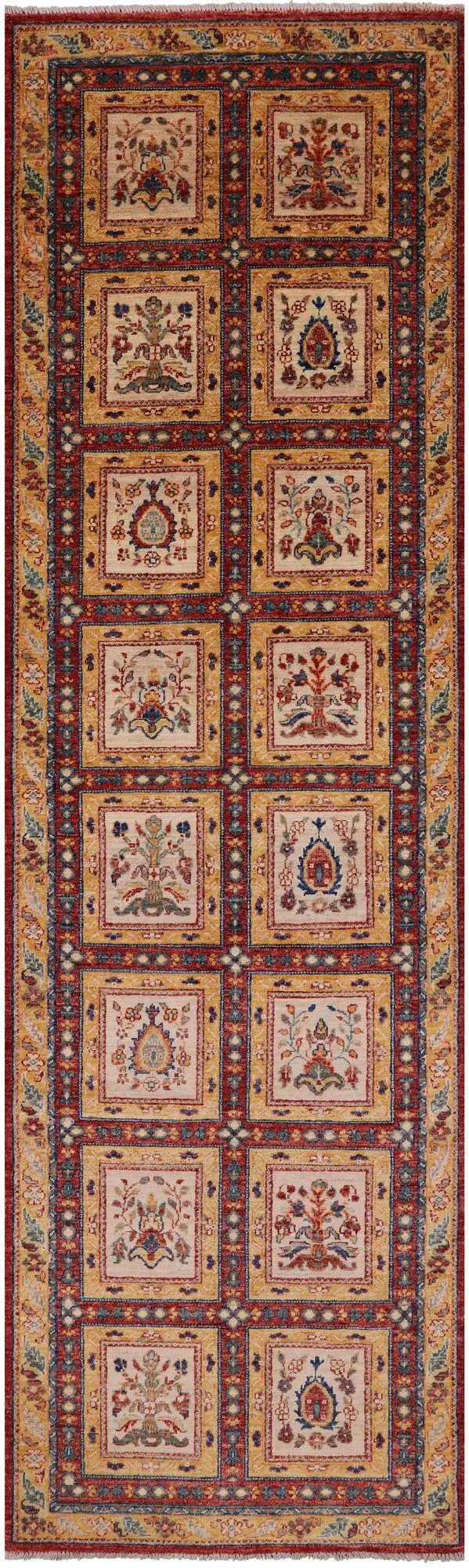Red Garden Design Persian Hand Knotted Wool Runner Rug - 2' 11" X 9' 8" - Golden Nile