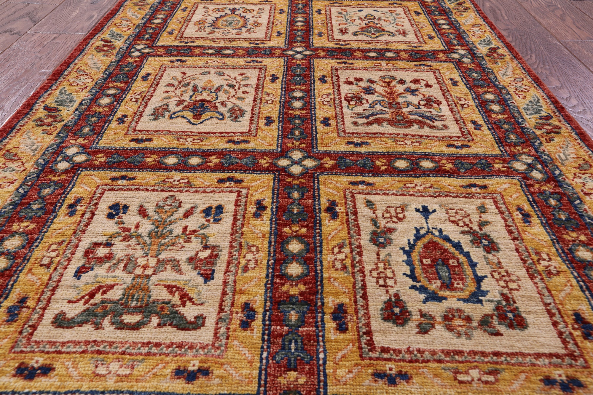 Red Garden Design Persian Hand Knotted Wool Runner Rug - 2' 11" X 9' 8" - Golden Nile