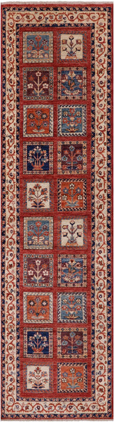 Red Garden Design Persian Hand Knotted Wool Runner Rug - 2' 7" X 9' 4" - Golden Nile