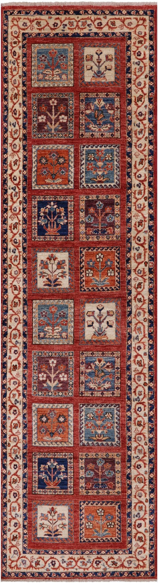 Red Garden Design Persian Hand Knotted Wool Runner Rug - 2' 7" X 9' 4" - Golden Nile