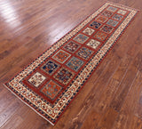 Red Garden Design Persian Hand Knotted Wool Runner Rug - 2' 7" X 9' 4" - Golden Nile