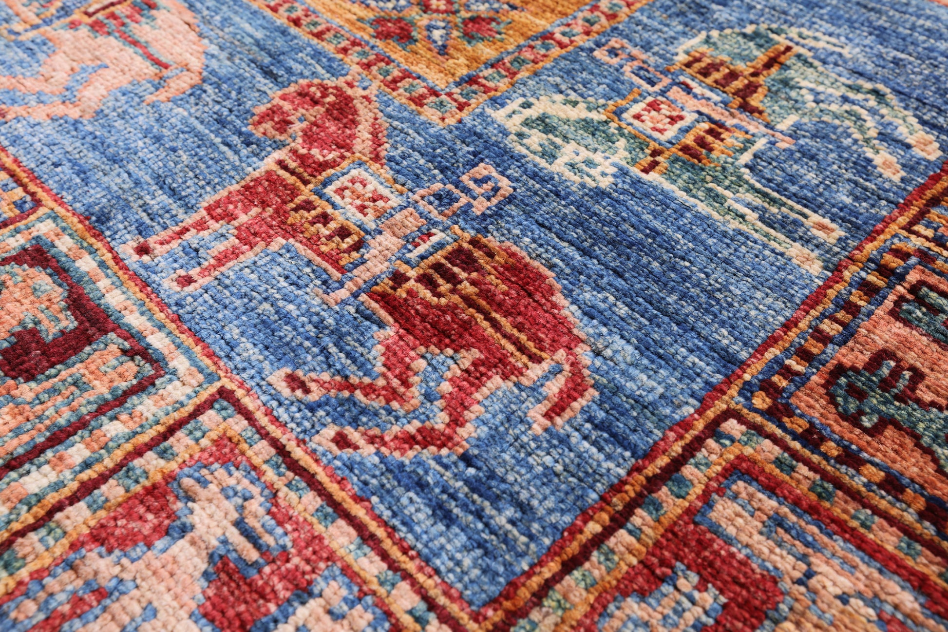 Antiqued Pazyryk Historical Design Hand Knotted Wool Rug - 3' 5" X 4' 11" - Golden Nile