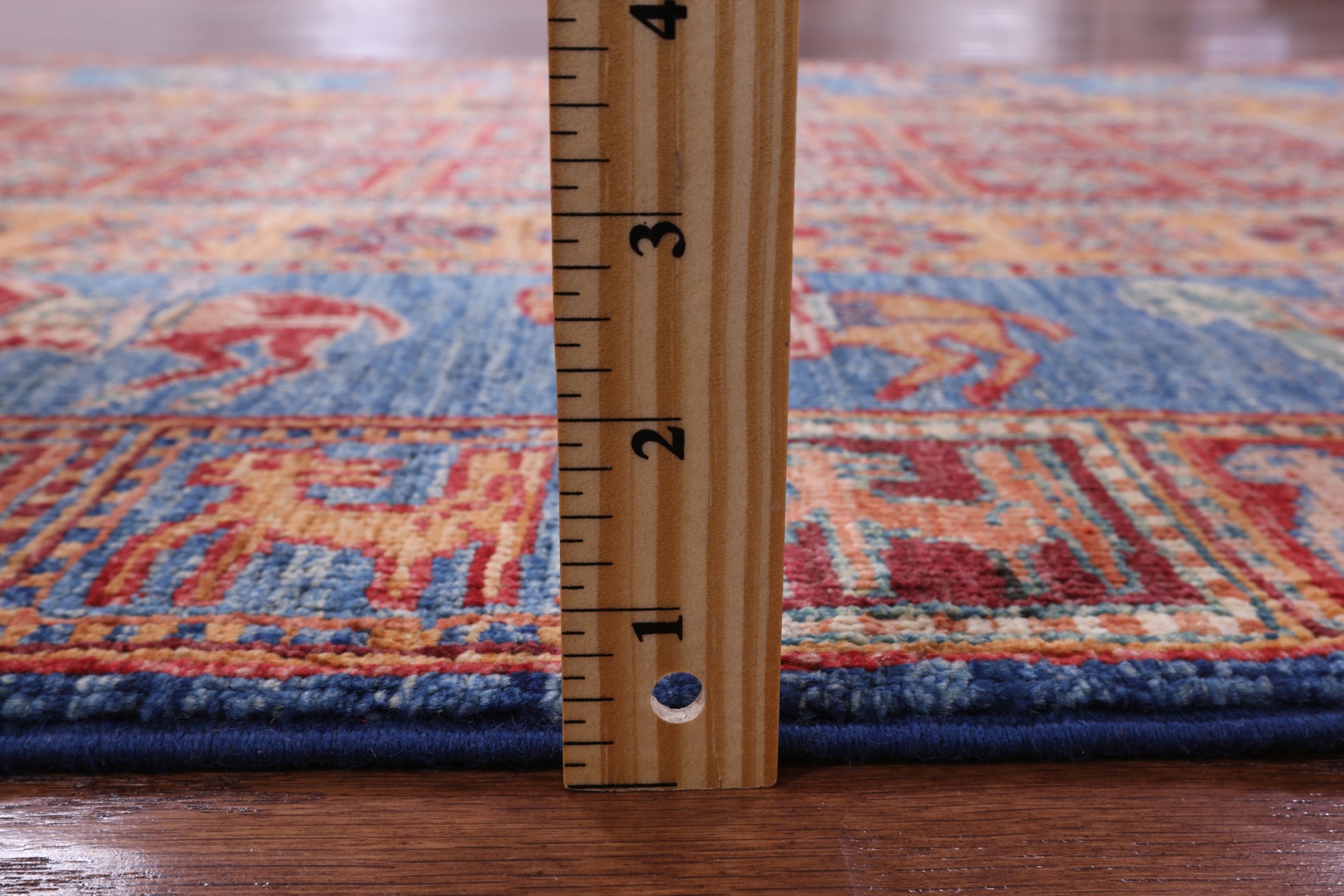 Antiqued Pazyryk Historical Design Hand Knotted Wool Rug - 3' 5" X 4' 11" - Golden Nile