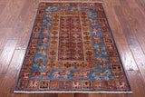 Antiqued Pazyryk Historical Design Hand Knotted Wool Rug - 3' 3" X 5' 0" - Golden Nile