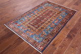 Antiqued Pazyryk Historical Design Hand Knotted Wool Rug - 3' 3" X 5' 0" - Golden Nile