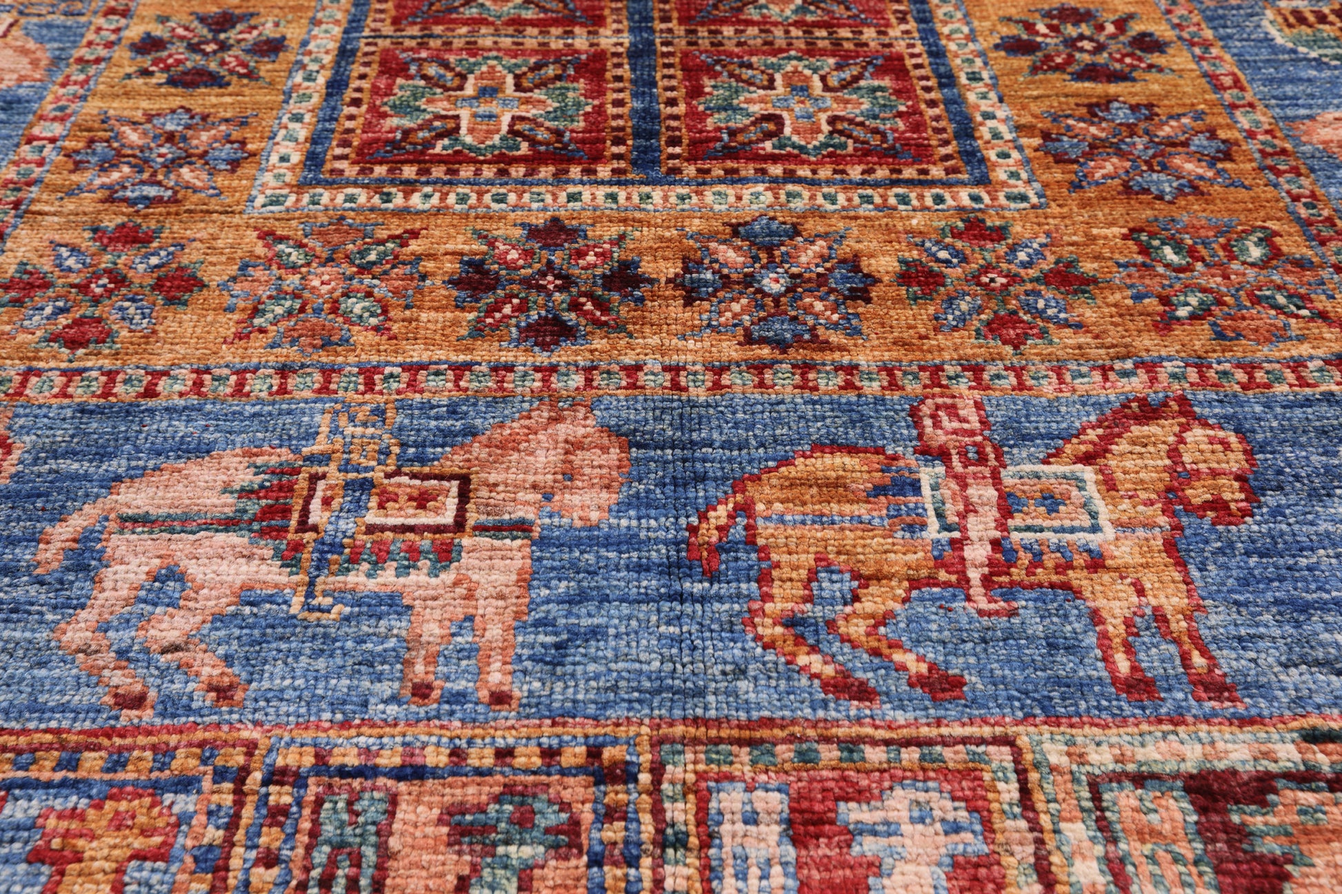 Antiqued Pazyryk Historical Design Hand Knotted Wool Rug - 3' 3" X 5' 0" - Golden Nile