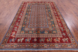 Antiqued Pazyryk Historical Design Hand Knotted Wool Rug - 6' 8" X 9' 11" - Golden Nile