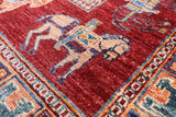 Antiqued Pazyryk Historical Design Hand Knotted Wool Rug - 6' 8" X 9' 11" - Golden Nile