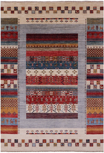 Tribal Persian Gabbeh Hand Knotted Wool Rug - 5' 5" X 7' 10" - Golden Nile