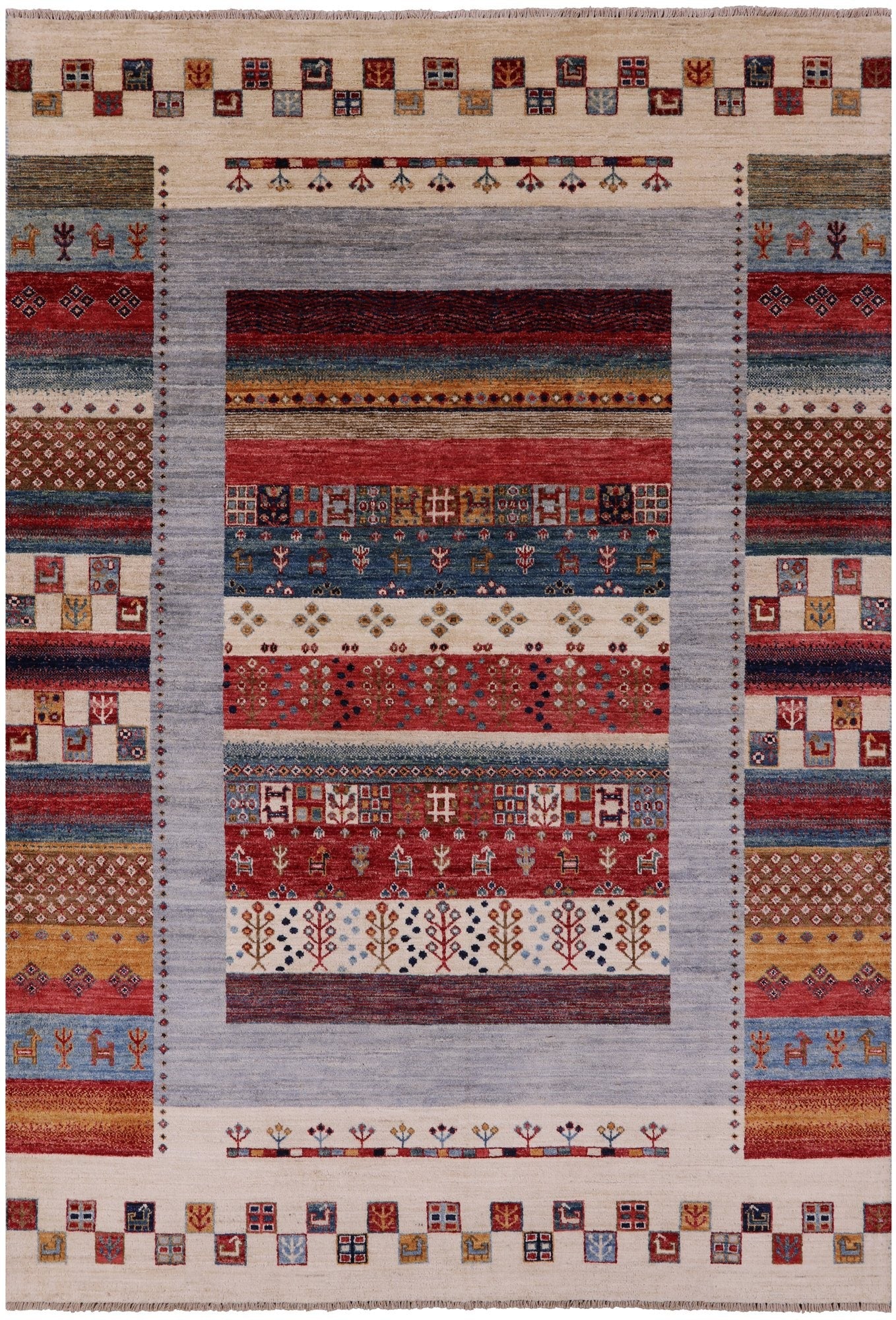 Tribal Persian Gabbeh Hand Knotted Wool Rug - 5' 5" X 7' 10" - Golden Nile