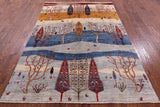 Tribal Persian Gabbeh Hand Knotted Wool Rug - 5' 6" X 8' 0" - Golden Nile