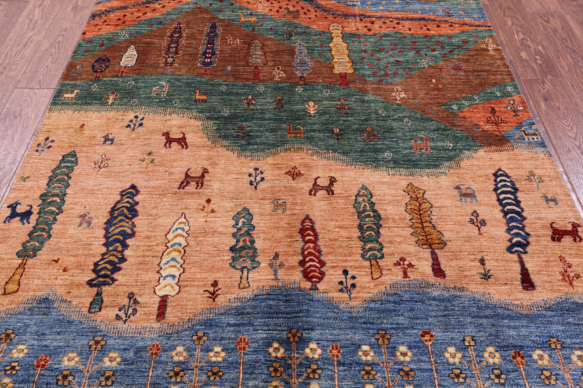 Tribal Persian Gabbeh Handmade Wool Rug - 4' 11" X 6' 8" - Golden Nile