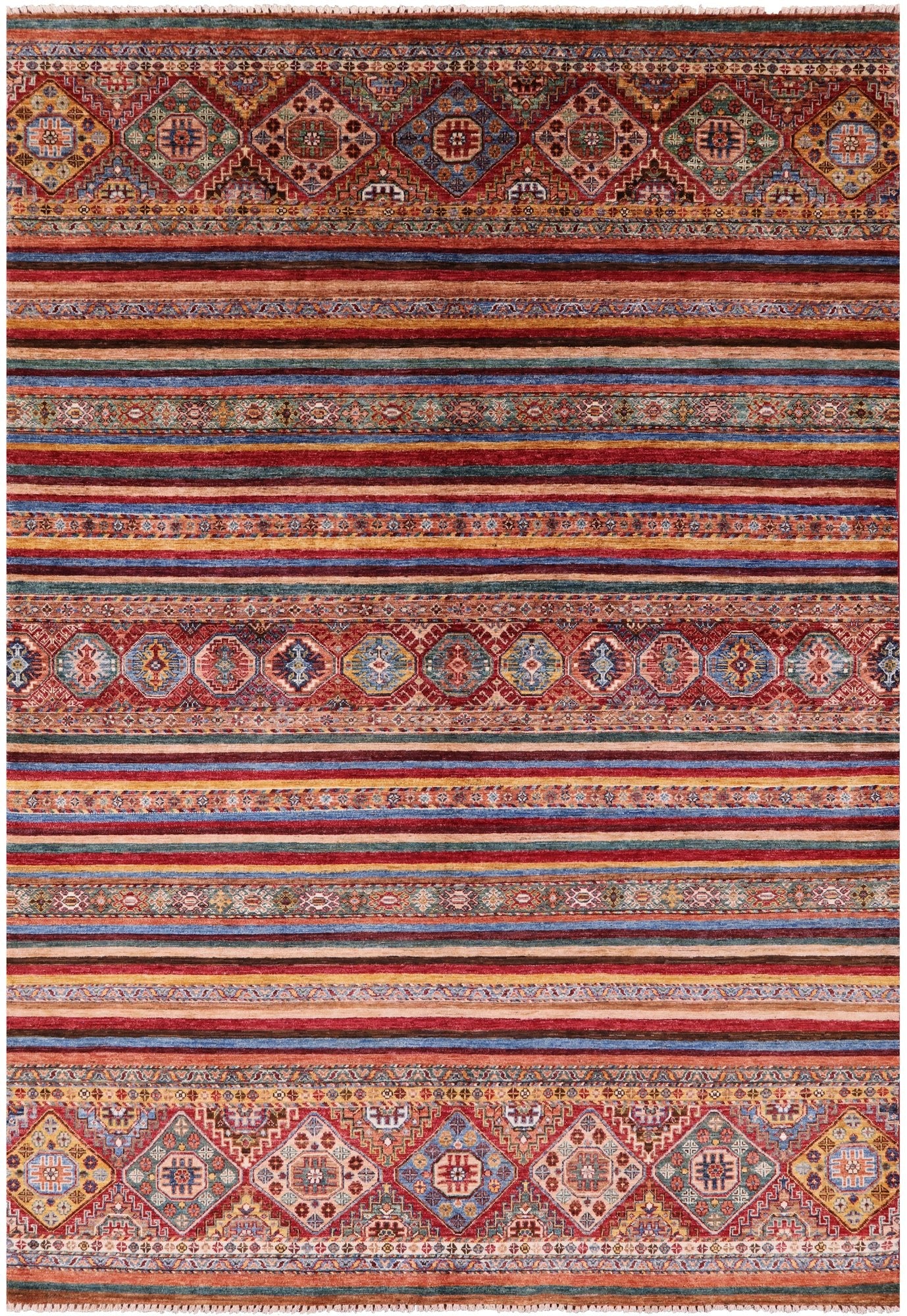 Khorjin Persian Gabbeh Hand Knotted Wool Rug - 6' 7" X 9' 5" - Golden Nile