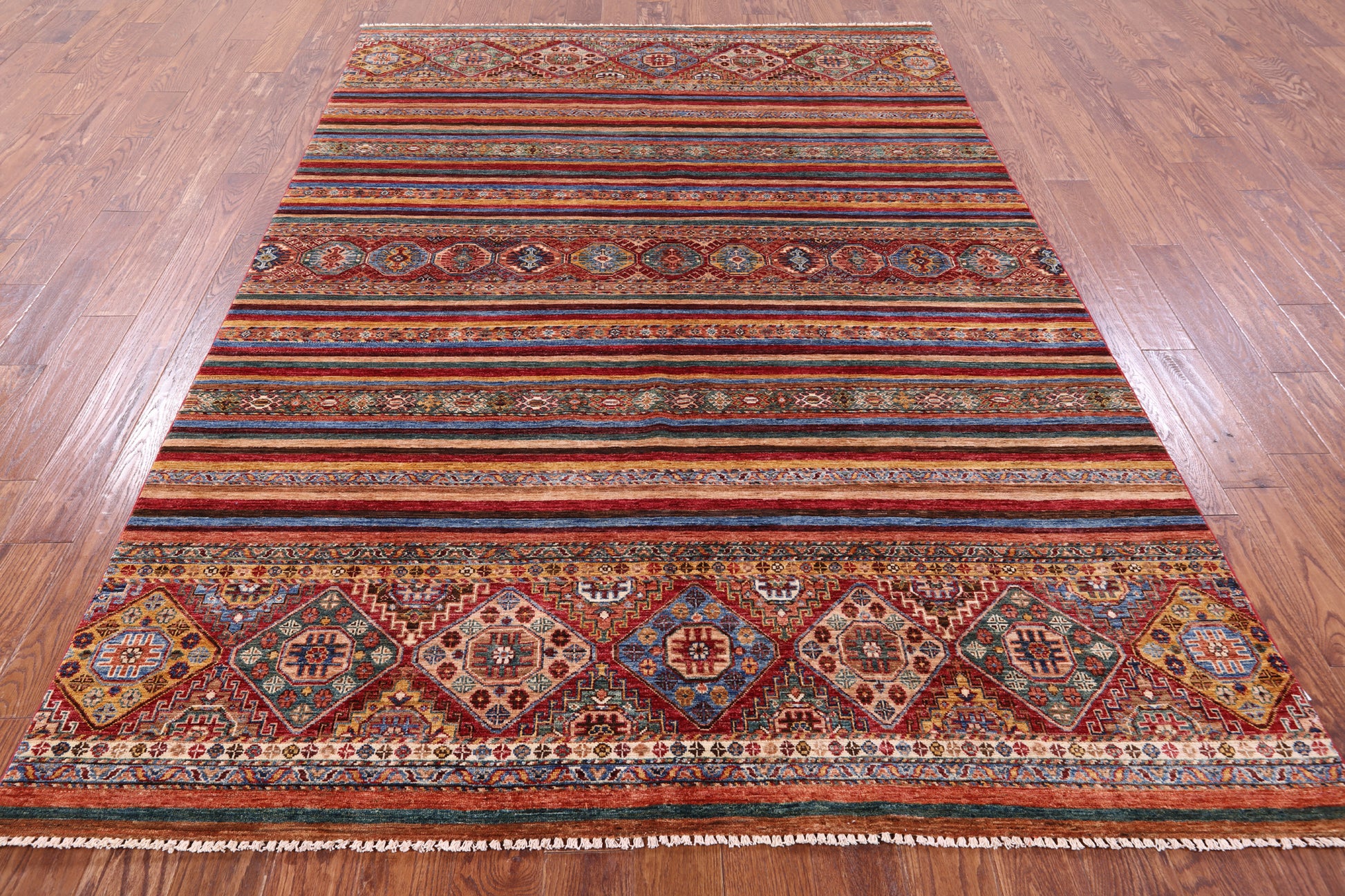 Khorjin Persian Gabbeh Hand Knotted Wool Rug - 6' 7" X 9' 5" - Golden Nile